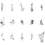 Tibetan Style Alloy Pendants, Musical Instruments, Antique Silver, 90pcs/set(TIBEP-PH0004-30AS-WH)