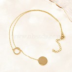 Adjustable 304 Stainless Steel Coin Pendant Lariat Necklaces, Ion Plating(IP), Long-Lasting Plated, Golden, 18.50 inch(47cm)(NJEW-H093-01G)