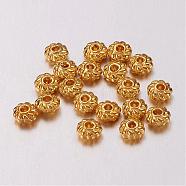 Tibetan Style Alloy Spacer Beads, Gear, Golden, Cadmium Free & Lead Free, 4x2mm, Hole: 1mm, about 12422pcs/1000g(K07U5011)