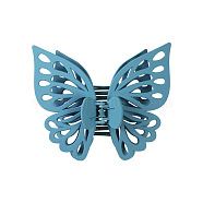 Large Frosted Butterfly Hair Claw Clip, Plastic Hollow Butterfly Ponytail Hair Clip for Women, Sky Blue, 120x130mm(X-OHAR-PW0003-006C)