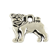 Tibetan Style Alloy Puppy Pendants, Bulldog, Cadmium Free & Lead Free, Antique Silver, 16x15x2mm, Hole: 2mm, about 649pcs/1000g(TIBE-Q050-66AS-LF)