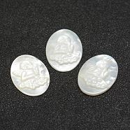 Shell Cameo Cabochons, Flat Oval with Angel, 20x15x2mm(SSHEL-G015-28-15x20mm)
