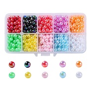 Eco-Friendly Poly Styrene Acrylic Beads, AB Color Plated, Round, Mixed Color, 6mm, Hole: 1.6mm, 10 colors, 70pcs/color, 700pcs/box(OACR-CJ0001-11)