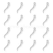 16Pcs 304 Stainless Steel Pendants, Horn of Plenty/Italian Horn Cornicello Charms, Stainless Steel Color, 20x6x3mm, Hole: 1.6mm(STAS-UN0045-80)
