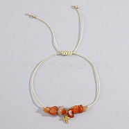 Bohemian Style Cross Natural Carnelian Braided Beaded Bracelets for Women(XK2373-3)