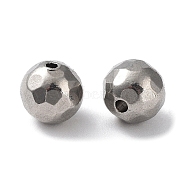 303 Stainless Steel Beads, Diamond Cut, Round, Stainless Steel Color, 6mm, Hole: 1mm(STAS-Q302-13E-P)