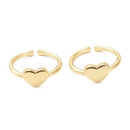 Brass Cuff Rings, Open Heart Rings, Real 18K Gold Plated, US Size 8, Inner Diameter: 18mm(RJEW-A001-06G)