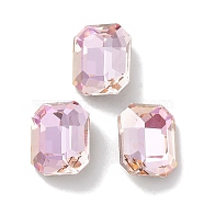 Glass Rhinestone Cabochons, Point Back & Back Plated, Faceted, Rectangle, Light Peach, 10x8x4.5mm(RGLA-G020-01E-D508)