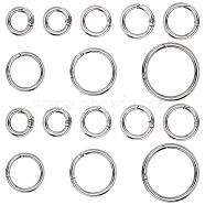 Elite 16Pcs 8 Styles Alloy Spring Gate Rings, for Handbag Ornaments Decoration, Ring, Platinum, 17~61.6x3.5~5mm, Hole: 10~50mm, 2pcs/style(FIND-PH0007-80P)