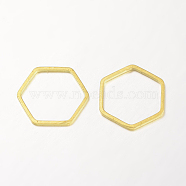 Brass Linking Rings, Hexagon, Rack Plating, Golden, 20x18x1mm(KK-K136-03G)