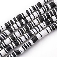 Handmade Polymer Clay Beads Strands, for DIY Jewelry Crafts Supplies, Heishi Beads, Disc/Flat Round, Black, 6x0.5~1mm, Hole: 1.8mm, about 290~320pcs/strand, 15.75 inch~16.14 inch(40~41cm)(CLAY-R089-6mm-T02B-02)