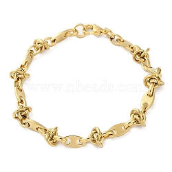 304 Stainless Steel Oval Link Chain Bracelets for Women, Real 18K Gold Plated, 8-3/8 inch(21.3cm)(BJEW-G712-09G)