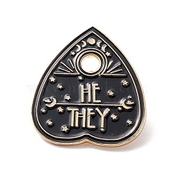 He They Word Enamel Pin, Spade Alloy Badge for Backpack Clothes, Golden, Black, 30x27.5x2mm, Pin: 1mm, Hole: 4mm(JEWB-H007-05G)
