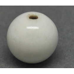 Handmade Fancy Antiqued Glazed Porcelain Beads, Round, White, 25mm, Hole: 4mm(X-PORC-R408-25mm-12)