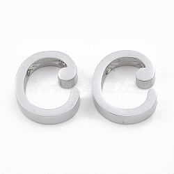 304 Stainless Steel Pendants, Stainless Steel Color, Letter, Letter.C, 12x11x3mm, Hole: 1.8mm(STAS-T041-10-C)