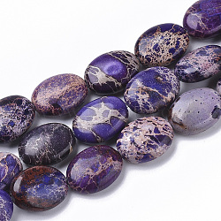Natural Imperial Jasper Beads Strands, Dyed, Oval, Indigo, 16x12x6mm, Hole: 1.4mm, about 25pcs/Strand, 15.75 inch(40cm)(G-S355-88D-02)