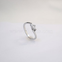 304 Stainless Steel & Cubic Zirconia Finger Rings for Women, Horse Eye, Stainless Steel Color, US Size 7(17.3mm)(WG54E70-02)