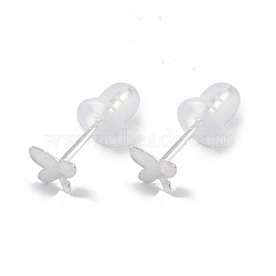 999 Sterling Silver Stud Earrings for Women, with 999 Stamp, Bowknot, 5x4mm(EJEW-S215-30S-04)