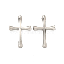 304 Stainless Steel Pendants, Cross Charm, Stainless Steel Color, 26.5x17.5x3.5mm, Hole: 1mm(STAS-O004-01A-P)