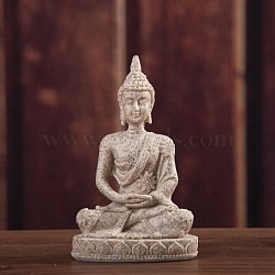 Resin Buddha Statue Display Decoration, for Home Office Desktop Feng Shui Decoration, Tan, 75x50x110mm(PW-WG9F864-05)