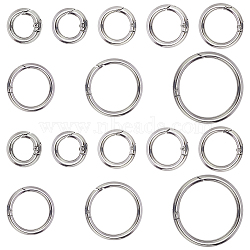Elite 16Pcs 8 Styles Alloy Spring Gate Rings, for Handbag Ornaments Decoration, Ring, Platinum, 17~61.6x3.5~5mm, Hole: 10~50mm, 2pcs/style(FIND-PH0007-80P)