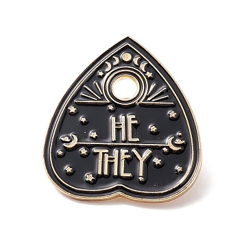 He They Word Enamel Pin, Spade Alloy Badge for Backpack Clothes, Golden, Black, 30x27.5x2mm, Pin: 1mm, Hole: 4mm