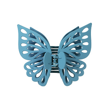 Large Frosted Butterfly Hair Claw Clip, Plastic Hollow Butterfly Ponytail Hair Clip for Women, Sky Blue, 120x130mm