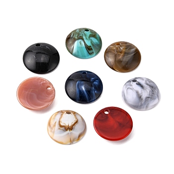 Acrylic Pendants, Imitation Gemstone Style, Flat Round, Mixed Color, 34x7.5mm, Hole: 4.5mm, about 82pcs/317g