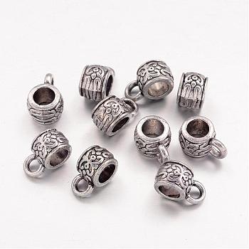 Tibetan Style Hangers, Bail Beads, Cadmium Free & Nickel Free & Lead Free, Antique Silver, 11x6x7mm, Hole: 3mm, Inner Diameter: 4mm