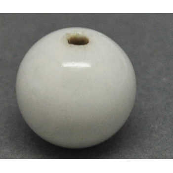 Handmade Fancy Antiqued Glazed Porcelain Beads, Round, White, 25mm, Hole: 4mm