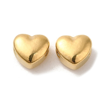 304 Stainless Steel Beads, Horizontal Hole, Heart, Real 18K Gold Plated, 5.5x6.5x4mm, Hole: 1.5mm