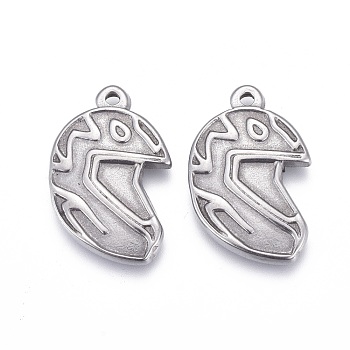 304 Stainless Steel Pendants, Helmet, Stainless Steel Color, 18x12x2mm, Hole: 1.2mm