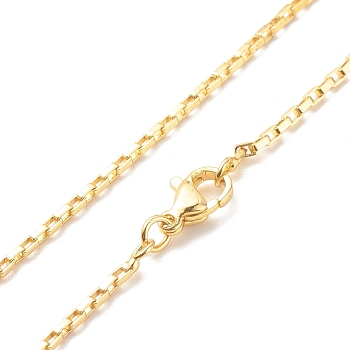 Brass Box Chains Necklace for Women, Cadmium Free & Lead Free, Real 18K Gold Plated, 17.09 inch(43.4cm)