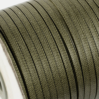 Korean Waxed Polyester Cord, Dark Olive Green, 4x1mm, about 93yards/roll