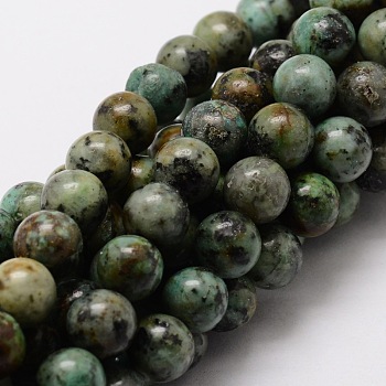 Natural African Turquoise(Jasper) Round Beads Strands, 10mm, Hole: 1mm, about 40pcs/strand, 15.7 inch