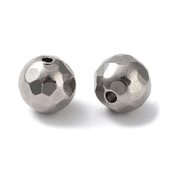 303 Stainless Steel Beads, Diamond Cut, Round, Stainless Steel Color, 6mm, Hole: 1mm