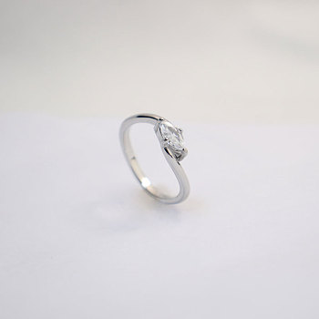 304 Stainless Steel & Cubic Zirconia Finger Rings for Women, Horse Eye, Stainless Steel Color, US Size 7(17.3mm)