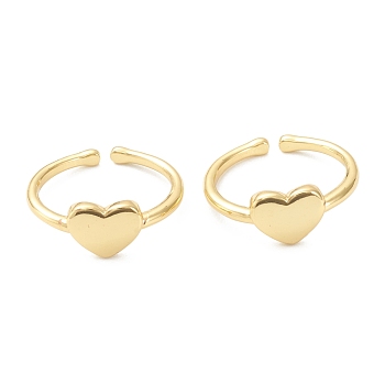 Brass Cuff Rings, Open Heart Rings, Real 18K Gold Plated, US Size 8, Inner Diameter: 18mm