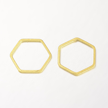 Brass Linking Rings, Hexagon, Rack Plating, Golden, 20x18x1mm