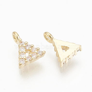 Real Gold Plated Clear Triangle Brass+Cubic Zirconia Charms
