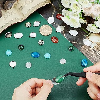 DIY Flat Round & Oval Stone Pendant Making Kit(DIY-UN0003-08)-2