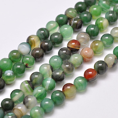 6mm LimeGreen Round Banded Agate Beads