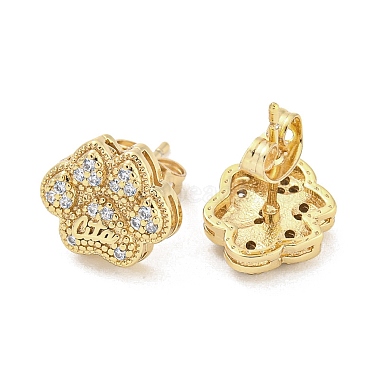 Brass Micro Pave Cubic Zirconia Stud Earrings(EJEW-P261-41G)-2