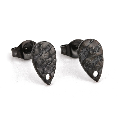 Electrophoresis Black Teardrop 304 Stainless Steel Stud Earring Findings