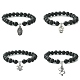 Natural & Synthetic Mixed Gemstone Beaded Stretch Bracelets with Alloy Charms(BJEW-JB09444)-1