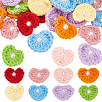 32Pcs 8 Colors Heart Wool Knitting with Plastic Pearl Cabochons, Ornament Accessories, Mixed Color, 2.5~2.7x3~3.3x1cm, 4pcs/color(DIY-FG0005-57)