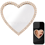 2Pcs Alloy Rhinestones & Glass Makeup Mirror for Phone Cases Phone, with 20Pcs Acrylic Double-sided Tapes, Heart, 5.7x5.7cm(AJEW-SC0003-75E)