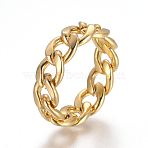 Unisex 304 Stainless Steel Rings, Curb Chains Finger Rings, Unwelded, Wide Band Rings, Golden, Size 7, 17mm, 7mm(RJEW-L092-02G-17mm)
