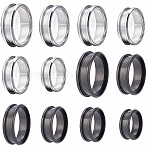 24Pcs 12 Styles 201 Stainless Steel Grooved Finger Ring Settings, Ring Core Blank, for Inlay Ring Jewelry Making, Mixed Color, 16.9~23mm, 2pcs/style(RJEW-SC0001-42)