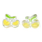 Transparent Acrylic Enamel Beads, Cherry, Yellow, 22x27.5x8mm, Hole: 3.5mm(TACR-N012-006G)